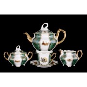 Чайный сервиз Охота Зеленая Барокко Royal Czech Porcelain на 6 персон