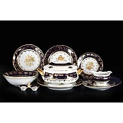 Столовый сервиз Офелия Золотая роза Кобальт Мелкий узор MZ на 6 персон 27 предметов