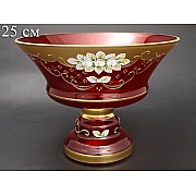Фруктовница на ножке 25 см Bohemia Crystal Лепка Красная B-L