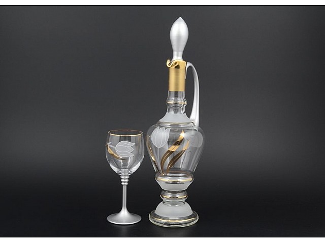 Набор бокалов для вина с графином Тюльпан NB-Arte Bohemia Crystal 7 предметов