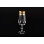 Набор фужеров для шампанского 180 мл Клаудия Золотой листок Crystalite Bohemia 6 шт