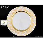 Блюдо круглое 32 см Falkenporzellan Tosca Blueshade Gold