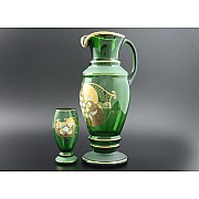 Набор стаканов для воды с кувшином Зеленый NB-Arte Bohemia Crystal 7 предметов