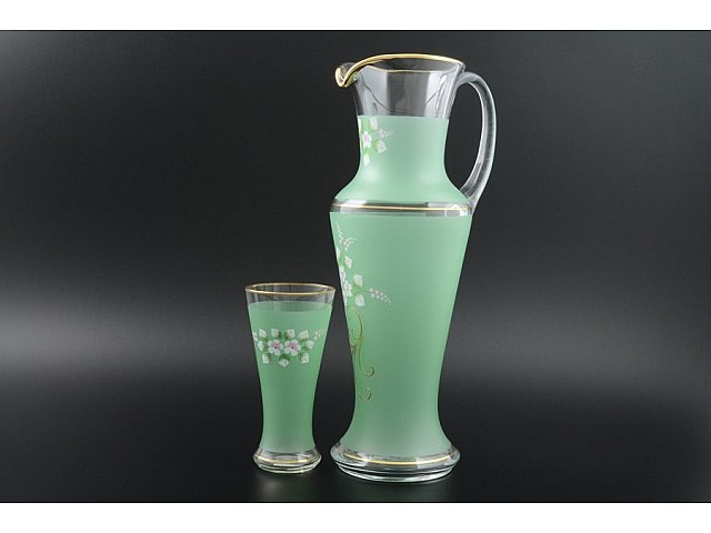 Набор для воды кувшин со стаканами Зеленый NB-Arte Bohemia Crystal 7 предметов