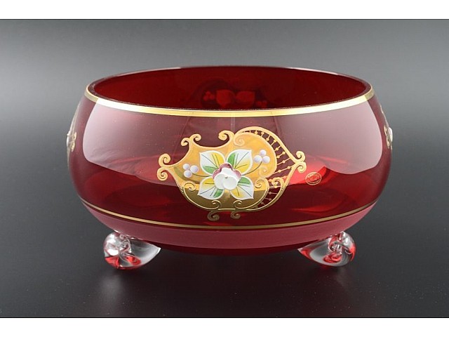 Фруктовница тройножка 21 см Красный NB-Arte Bohemia Crystal