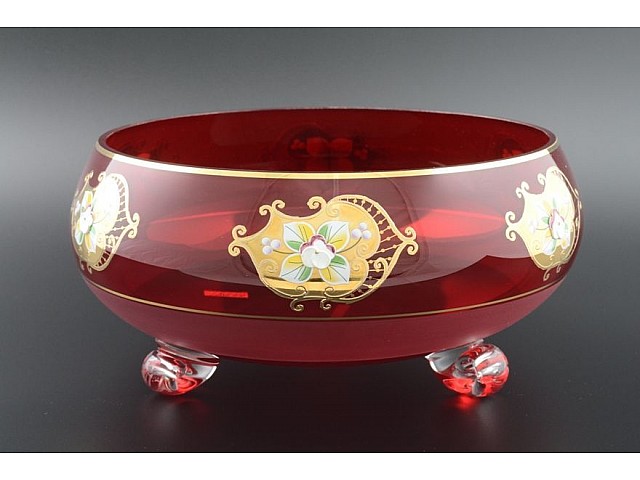 Фруктовница тройножка 25 см Красный NB-Arte Bohemia Crystal