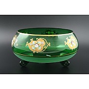 Фруктовница тройножка 25 см Зеленая NB-Arte Bohemia Crystal