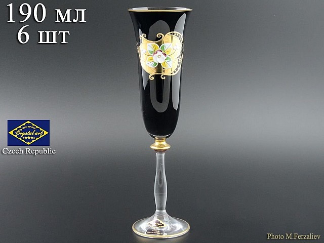 Набор фужеров для шампанского 190 мл Черный NB-Arte Bohemia Crystal 6 шт