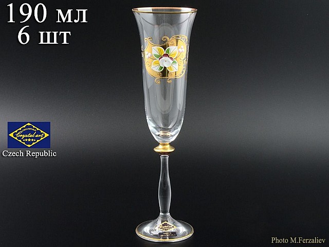 Набор фужеров для шампанского 190 мл Прозрачный NB-Arte Bohemia Crystal 6 шт