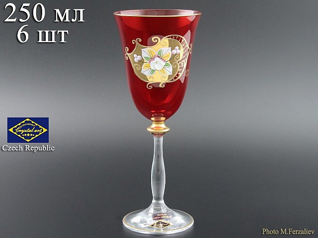 Набор бокалов для вина 250 мл Красный NB-Arte Bohemia Crystal