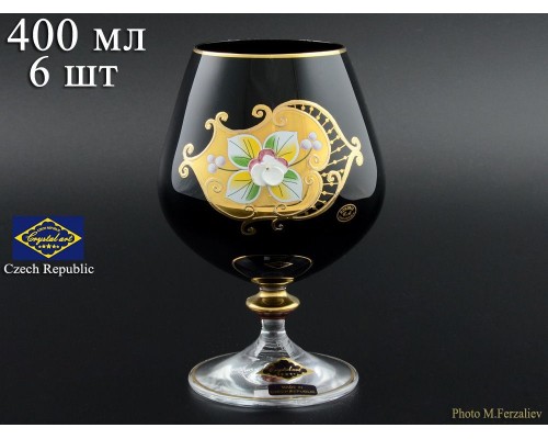 Набор бокалов для бренди 400 мл Черный NB-Arte Bohemia Crystal 6 шт