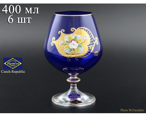 Набор бокалов для бренди 400 мл Синий NB-Arte Bohemia Crystal 6 шт