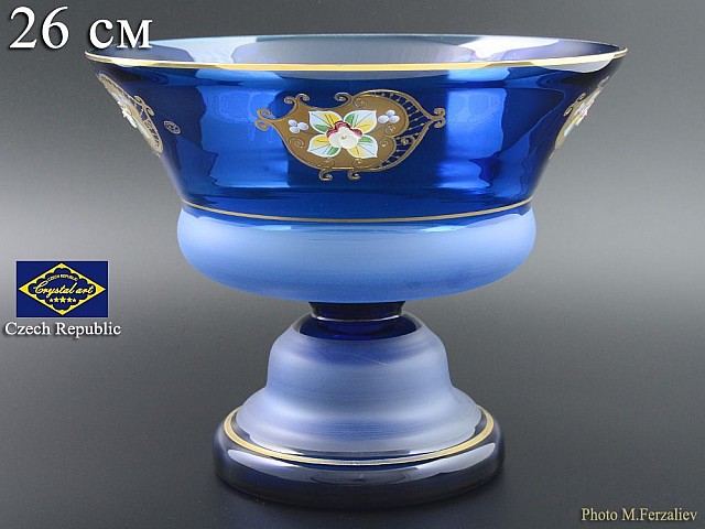 Конфетница 26 см на ножке Синий NB-Arte Bohemia Crystal