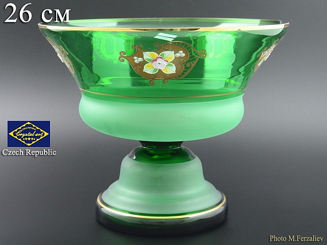 Конфетница 26 см на ножке Зеленая NB-Arte Bohemia Crystal
