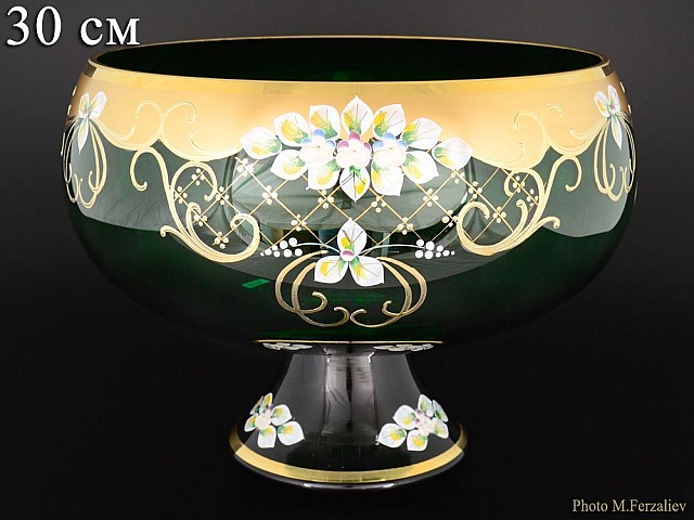 Фруктовница Лепка Зеленая B-L Bohemia 30 см