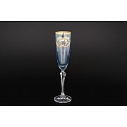Набор голубых фужеров для шампанского 200 мл 6 штук Bohemia Crystal