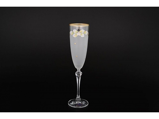 Набор белых матовых фужеров для шампанского 200 мл 6 штук Bohemia Crystal