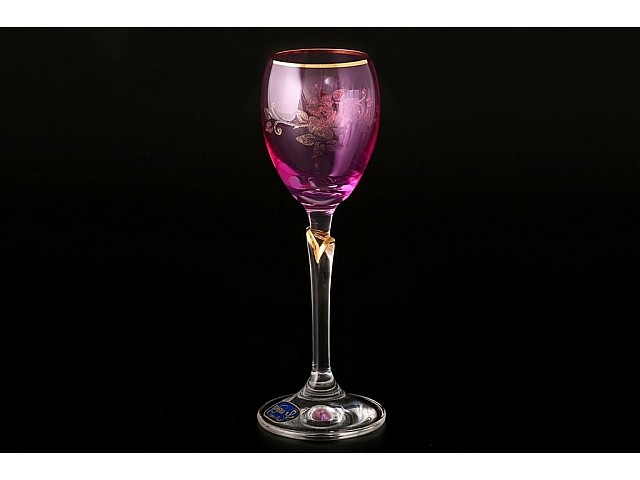 Набор рюмок для водки 70 мл Lilly Bohemia Crystal розовые 6 шт