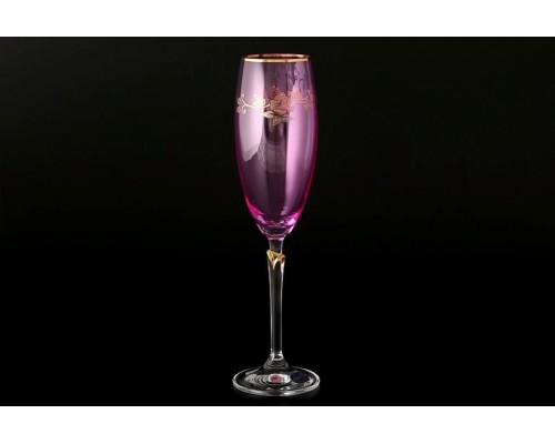 Набор розовых фужеров для шампанского 220 мл Lilly Bohemia Crystal