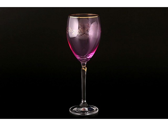 Набор бокалов для вина 250 мл Lilly Bohemia Crystal розовые 6 шт