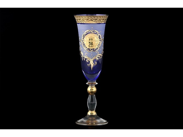 Набор фужеров для шампанского синяя Грация Версачи B-G Bohemia 6 шт