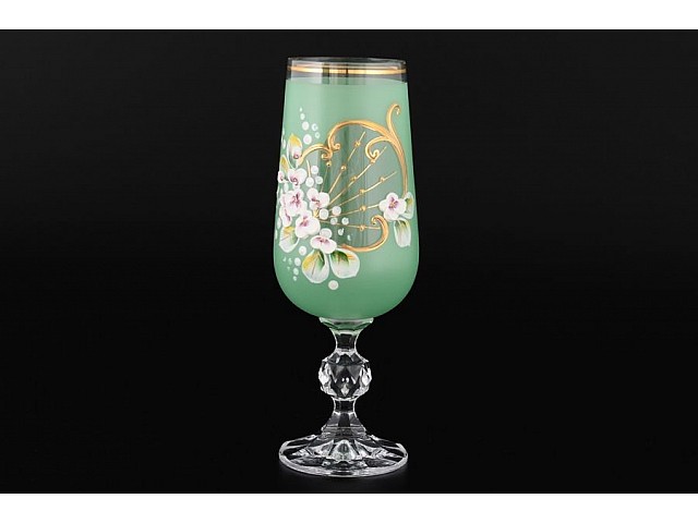 Набор фужеров для шампанского 220 мл Лепка Зеленая D-V