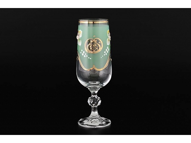 Набор фужеров для шампанского Bohemia Лепка Зеленая D-V 6 шт