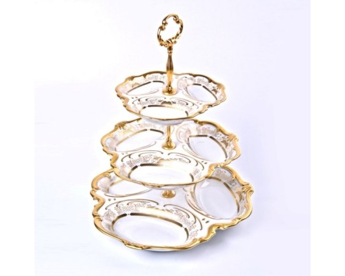 Горка-менажница Weimar Porzellan тройная 19х25 х31см Weimar Porzellan Симфония Золотая