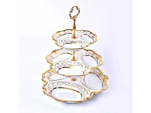 Горка-менажница Weimar Porzellan тройная 19х25 х31см Weimar Porzellan Симфония Золотая