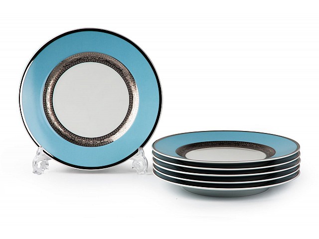 Набор тарелок 22 см Tunisie Porcelaine Mimosa Monaco Bleu Turquoise 1626