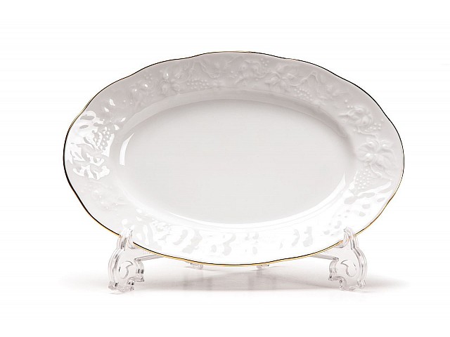 Блюдо овальное 24 см Tunisie Porcelaine Vendange Filet Or