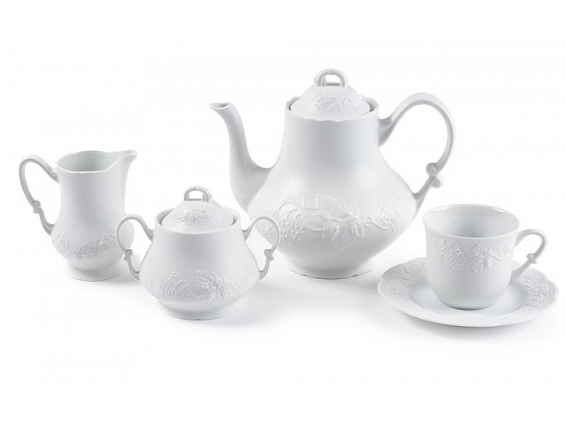 Сервиз чайный BLANC Vendange MAT Tunisie Porcelaine на 6 персон 15 предметов
