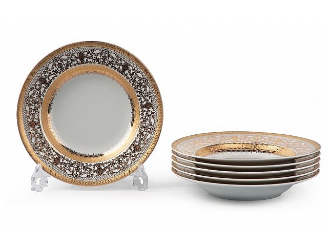 Набор тарелок глубоких Tunisie Porcelaine Mimosa Didon Or 1645 27 см на 6 персон
