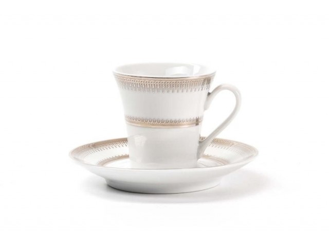 Набор чайных пар Princier Platin 1801 Tunisie Porcelaine 200 мл на 6 персон 12 предметов