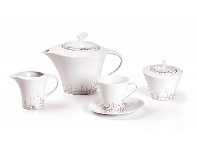 Чайный сервиз Asymetrique Cracelures 1667 Tunisie Porcelaine на 6 персон