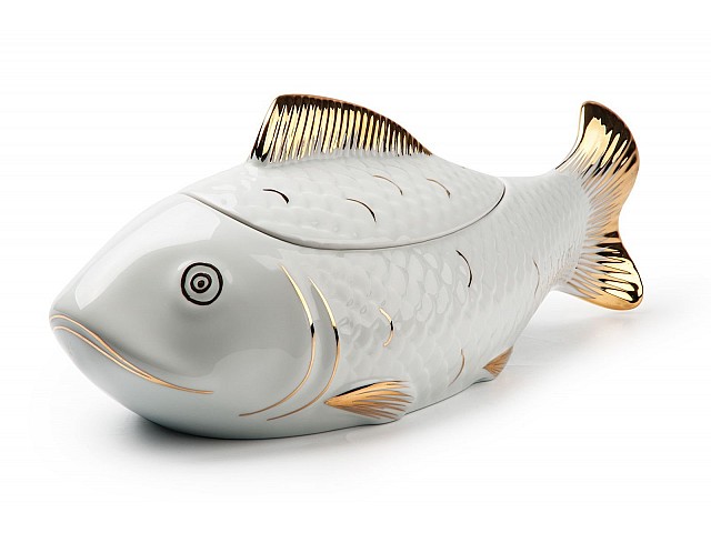 Супница Рыба Tunisie Porcelaine 2,8 л золото