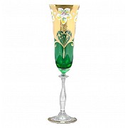 Набор фужеров для шампанского 180 мл Анжела Лепка зеленая B-P Bohemia
