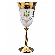Набор бокалов для вина 250 мл Bohemia Crystal Лепка Белая U-R золотая ножка 6 шт