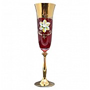 Набор фужеров для шампанского Лепка Красная U-R золотая ножка Bohemia Crystal 180 мл