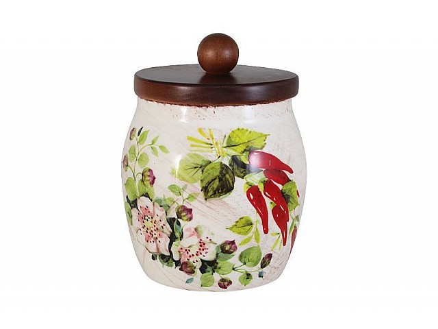 Банка для сыпучих продуктов с деревянной крышкой LCS Овощное ассорти