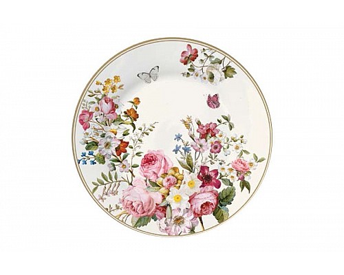 Тарелка десертная R2S Цветочный карнавал, светлая