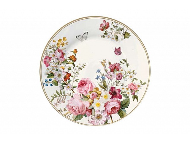 Тарелка десертная R2S Цветочный карнавал, светлая