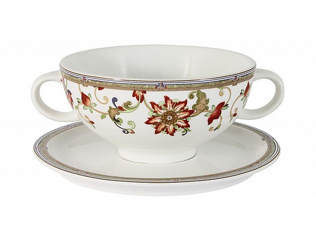 Суповая чашка на блюдце Кардинал Imari Крупные цветы 0,5 л