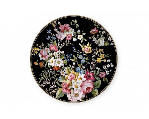 Тарелка десертная R2S Цветочный карнавал, тёмная