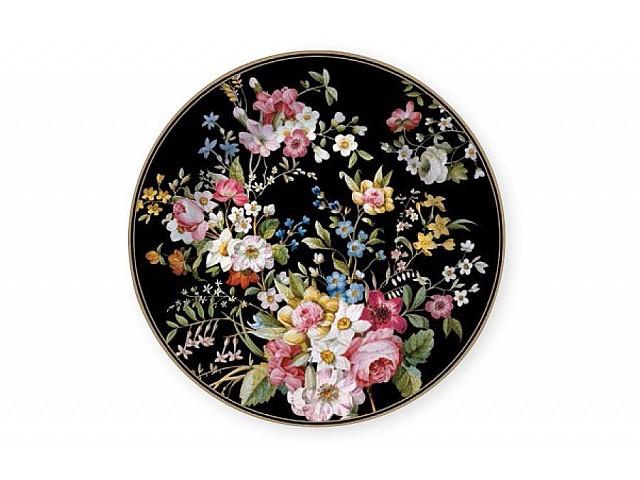 Тарелка десертная R2S Цветочный карнавал, тёмная