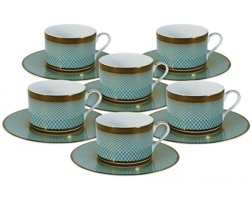 Чайный набор Бирюза Naomi: 6 чашек + 6 блюдец