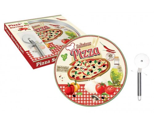 Набор для пиццы: тарелка + нож Подарки R2S