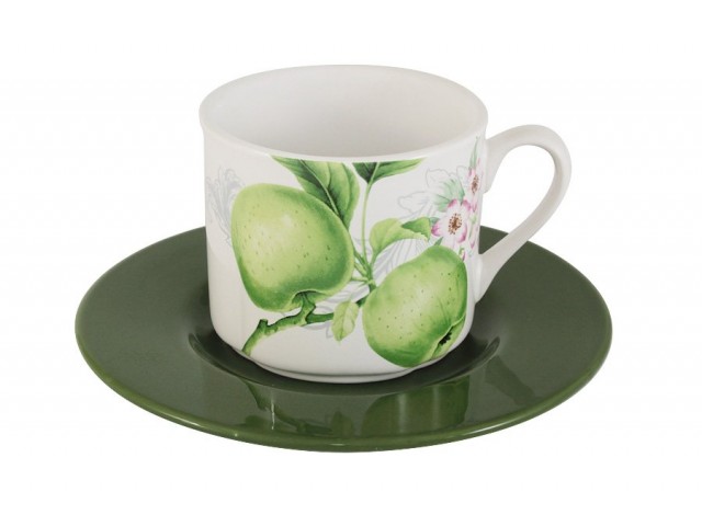 Чашка с блюдцем Зеленые яблоки Imari