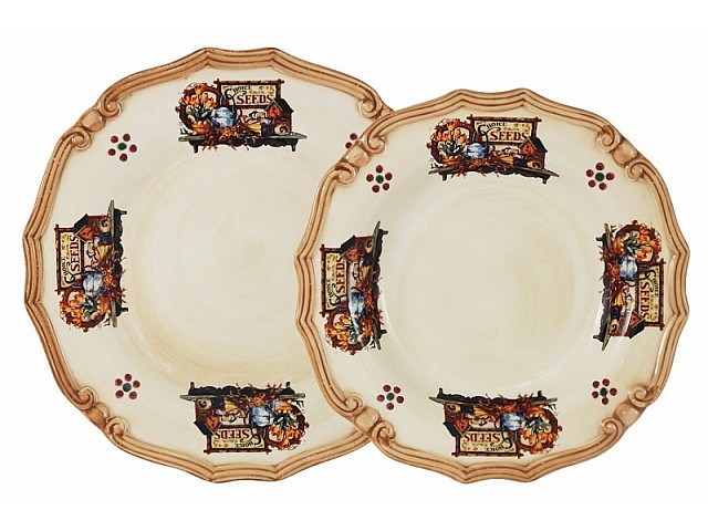 Набор тарелок: суповая + обеденная LCS Садовые цветы
