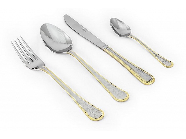 Набор столовых приборов на 12 персон Flora gold Giorinox